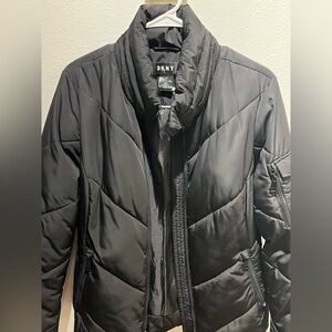 DKNY Women's Charcoal Puffer Coat